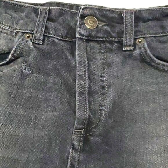 Topshop Moto Black High Waist Distressed Destroyed Denim Shorty Shorts  26 - Picture 3 of 11